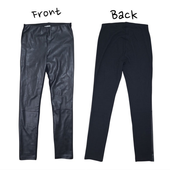 NOEN Faux Leather Front Jersey Back Leggings Black Size 10 US - Picture 9 of 10